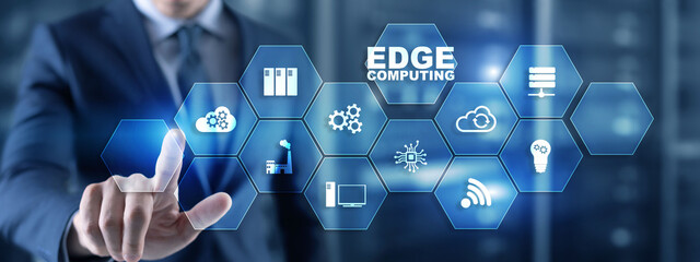 Edge Computing Business Technology concept on virtual screen.