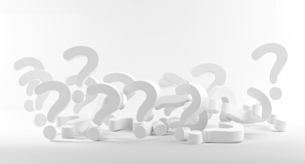 question marks light gray white 3d-illustration