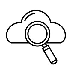 search magnifying glass with cloud computing line style icon vector illustration design