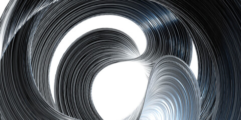 abstract curve round shape with grooves 3d render illustration