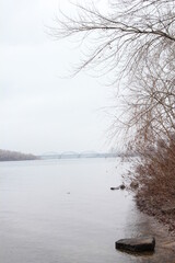 frozen lake in winter