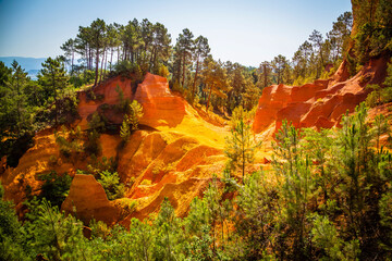 The famous ocher quarries in roussillion in provence;France