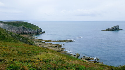 Cliffs and rocks of Cap Fréhel, a peninsula in Côtes-d'Armor in northern Brittany France