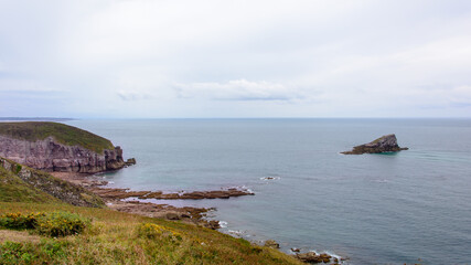 Cliffs and rocks of Cap Fréhel, a peninsula in Côtes-d'Armor in northern Brittany France