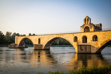 Obraz na płótnie Canvas Pont Saint-Bénézet, the famous bridge over the river Rhone in Avignon, Provence, France