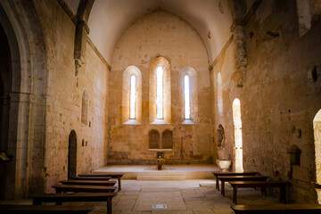 Inside the old abbey of Abbaye de Saint-Hilaire in Provence, France