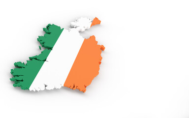 Ireland map with Ireland flag