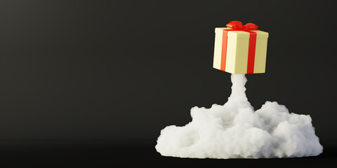 Fototapeta na wymiar Rocket gift, Christmas and party theme, original 3d rendering illustration