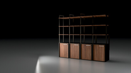 Empty shelf mockup, retail display design, original 3d rendering
