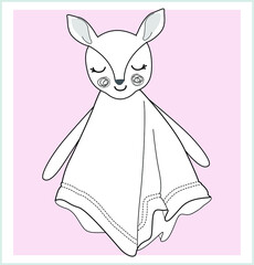 Cute plush rabbit toy flat sketch template
