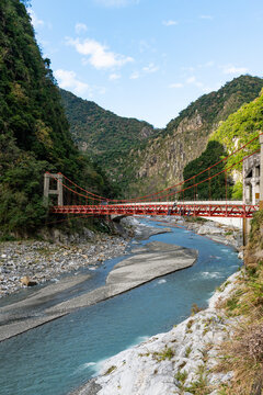 Taiwan, Hualien county, Taroko National Park, Bridge at entrance to Taroko gorge