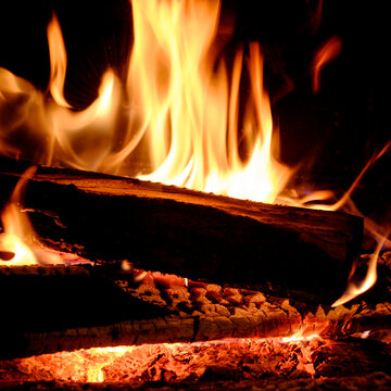 Close-up of fireplace