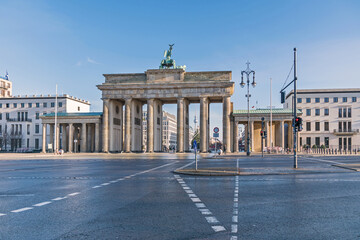 Naklejka premium Platz des 18. Maerz (18 of March Square) with the Brandenburg Gate in Berlin, Germany