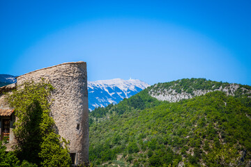 Scenic view of Mont Ventoux, highest mountain of Department Vaucluse in Provence, France