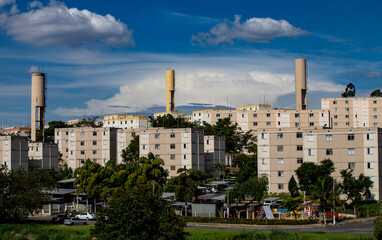 blocks of popular habitation on countryside of Sao Paulo state, Brazil