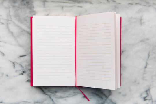 Note pad on marble table