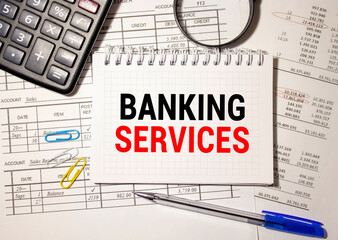 Man hand writing word financial services