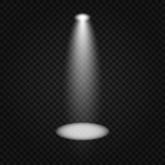 Scene illumination collection, transparent effects. Bright lighting with spotlights.