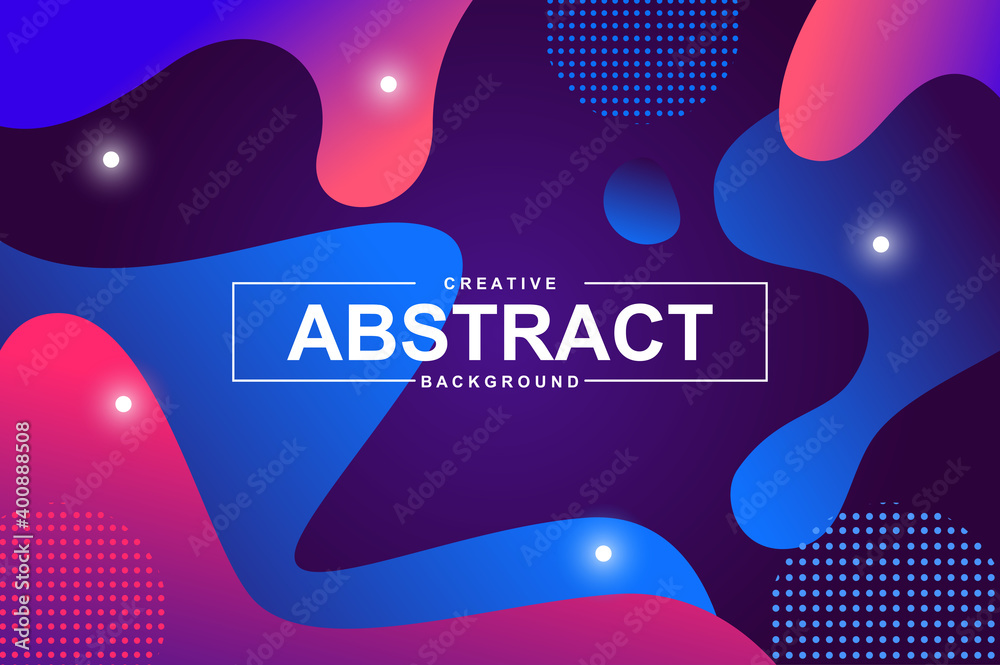 Leinwandbilder Abstract design with dynamic liquid shapes. Colorful fluid style background for landing page, web banner, wallpaper. Bright composition with gradients, wavy pattern with header vector Illustration.