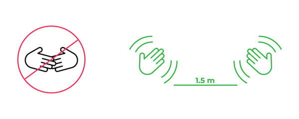 no handshake for virus prevention concept, sign symbol icon flat vector illustration