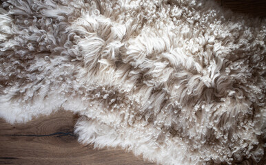sheepskin rug texture hygge concept