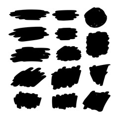 Isolated black brush strokes made by hand
