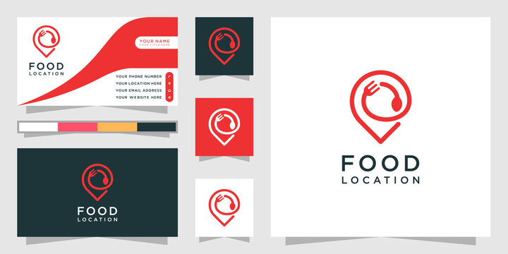 Food location logo and business card template inspiration
