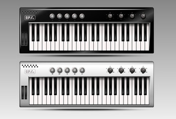 Fototapeta premium Set of realistic midi keyboards. Vector.