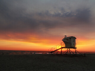 Lifeguard Tower at Sunset
