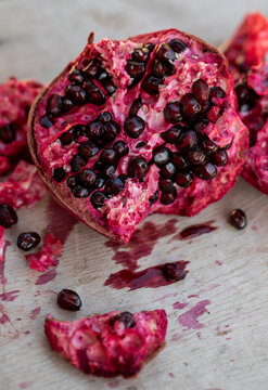 Pieces of ripe red pomegranate