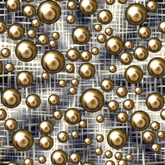 Blue white black golden spheres, design background with circles
