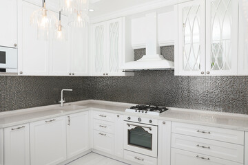 Beautiful kitchen interior with new stylish furniture