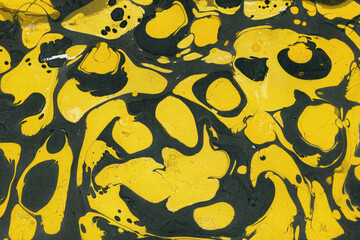 Colorful marble ink texture on watercolor paper background. Marble stone image. Bath bomb effect. Psychedelic biomorphic art.