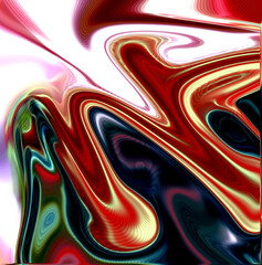 Red orange white blue liquid shapes, abstract background with lines
