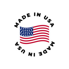 Made in USA label. American banner template. Vector illustration. Isolated on white