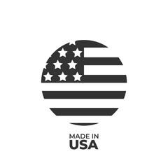 Made in USA label. American banner template. Vector illustration. Isolated on white