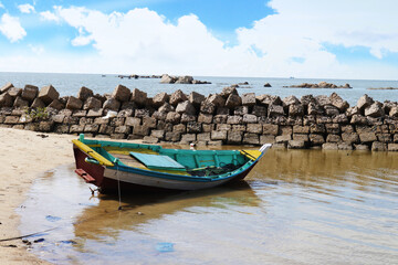 Naklejka na ściany i meble Fishing Boat in Coast of Sunny Beach