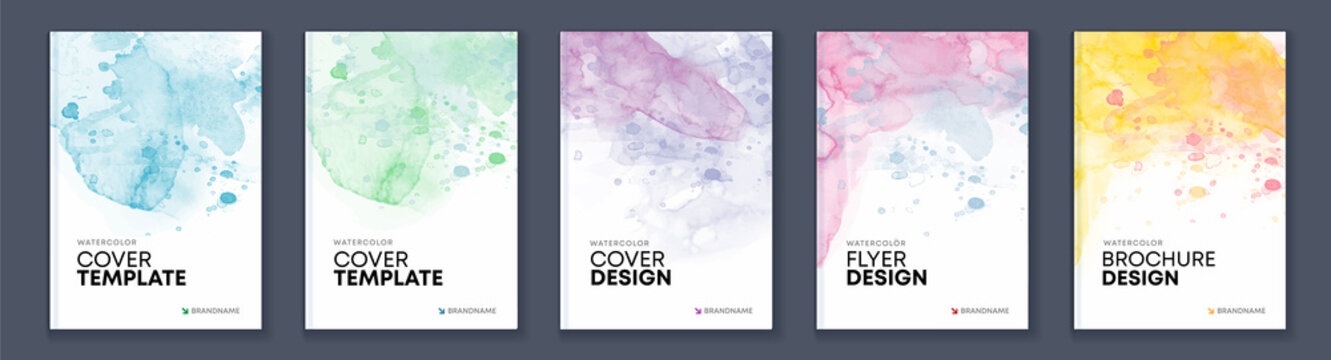 Watercolor A4 booklet light colourful cover bundle set	
