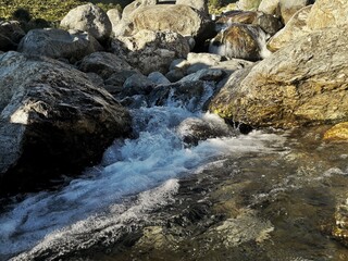 water flowing over rocks