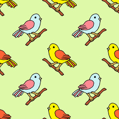 Bright seamless pattern with birds on a light background.