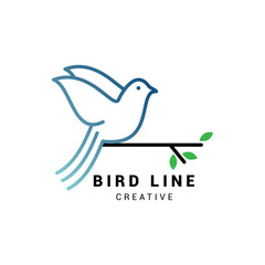 Bird line logo icon vector template.