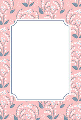 手描きのスズラン柄　フレーム・はがきテンプレート