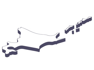 日本地図　斜め　北海道
