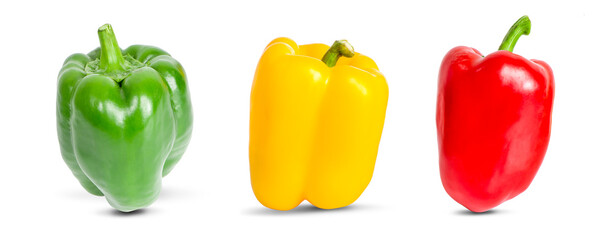 Three Sweet pepper isolated on a white background