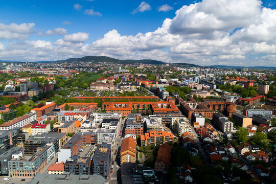 Oslo, Norway - Downtown Aerial/Drone View, business and Historic Districts near Oslo, Norway - Downtown Aerial/Drone View, business and Historic Districts, Gr&uuml;nerl&oslash;kka