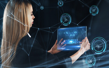 Business, Technology, Internet and network concept. Young businessman working on a virtual screen...