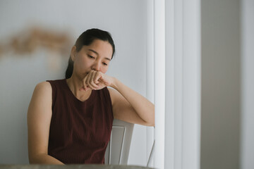 sad serious illness woman.depressed emotion panic attacks alone sick people fear stressful crying.stop abusing domestic violence,help person with health anxiety,thinking bad frustrated exhausted