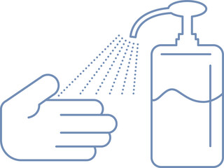 シンプルなアルコール消毒の線画のイラスト