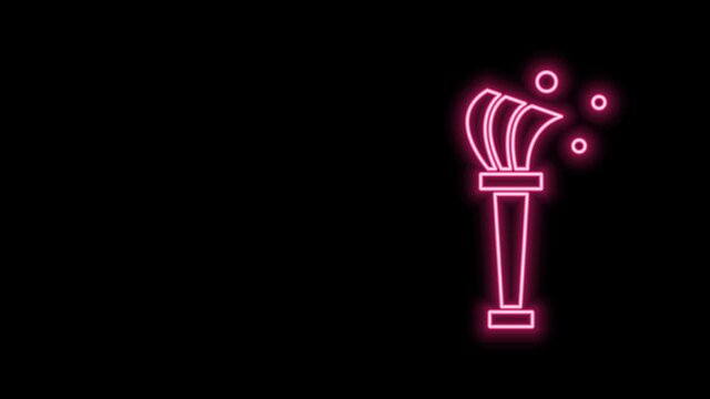 Glowing neon line Aspergillum icon isolated on black background. 4K Video motion graphic animation