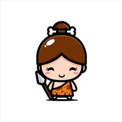 cute primitive female character vector design